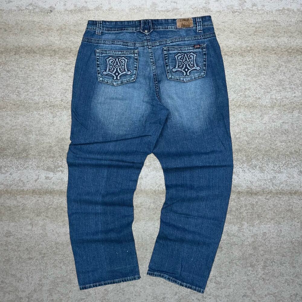 Vintage Y2K Kenneth Lopez Skater Wide Leg Jeans 36x30 Baggy Dark Wash Denim